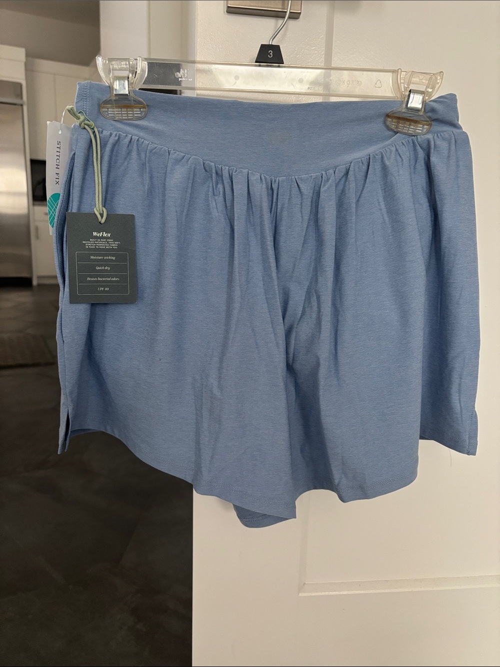 Stretchy Light Blue Women’s Athletic Skort with Elastic Waist